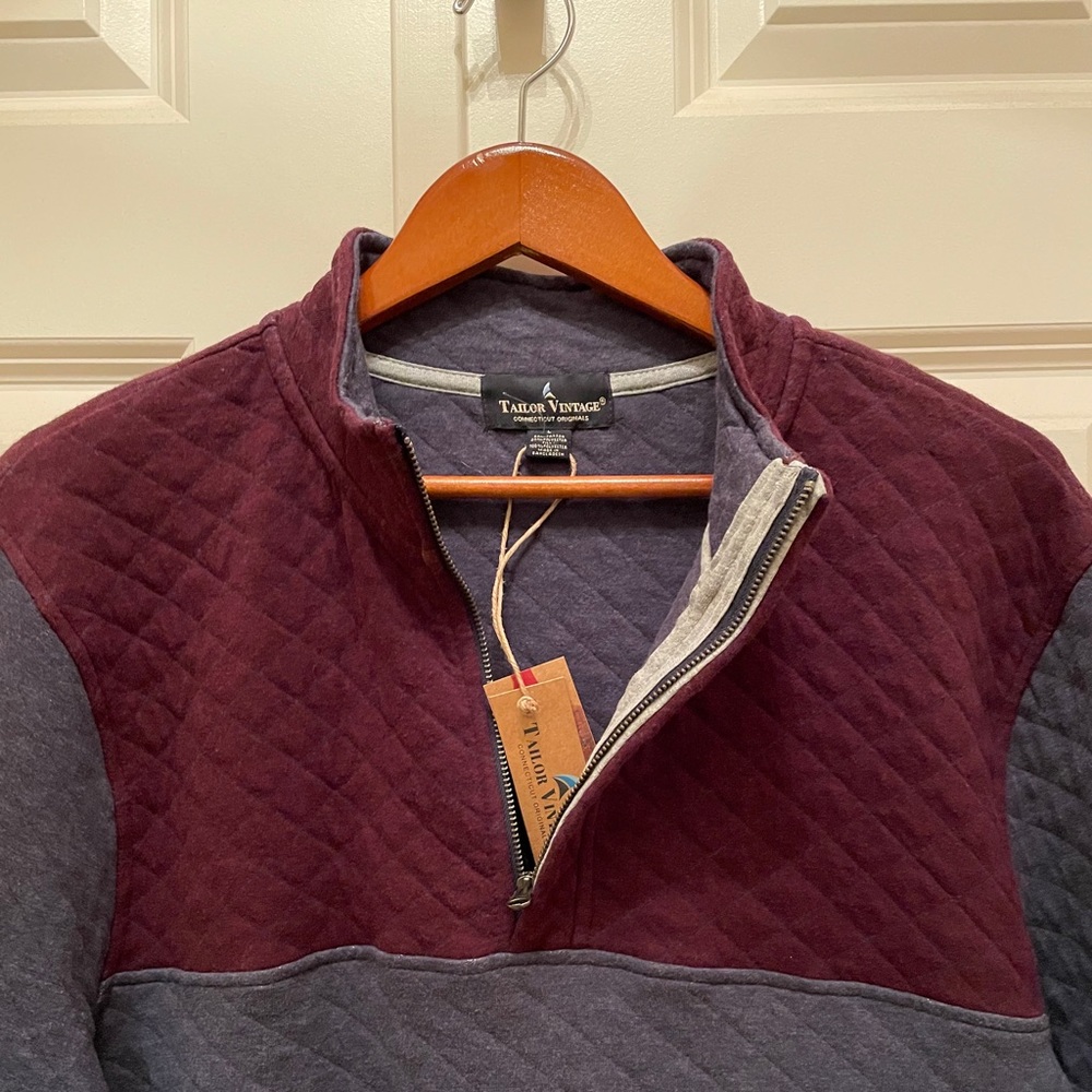 Taylor Vintage Quarter Zip Quilted Knit Pullover